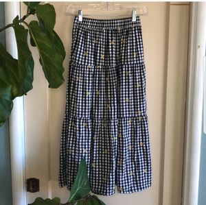 Old Navy gingham embroidered floral midi skirt